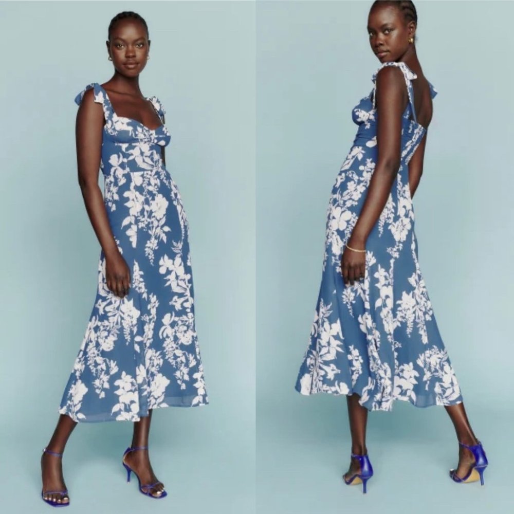 Reformation Nadira Dress in Cyanotype 6 NWT Summer 2022